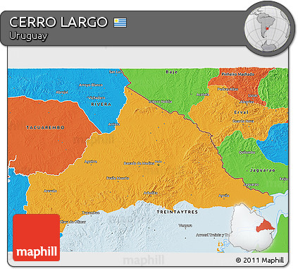 Political 3D Map of CERRO LARGO