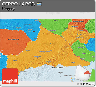 Political 3D Map of CERRO LARGO