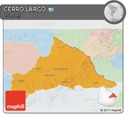 Political 3D Map of CERRO LARGO, lighten