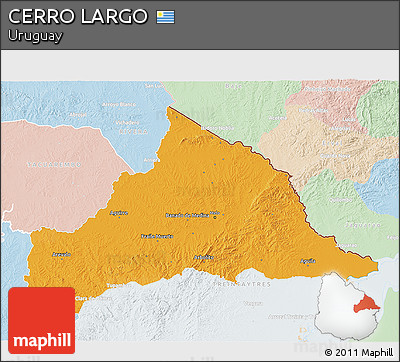 Political 3D Map of CERRO LARGO, lighten