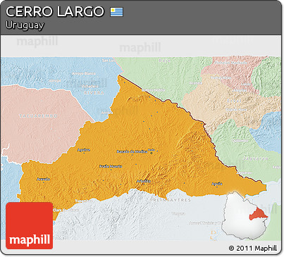 Political 3D Map of CERRO LARGO, lighten