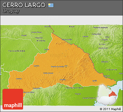 Political 3D Map of CERRO LARGO, physical outside