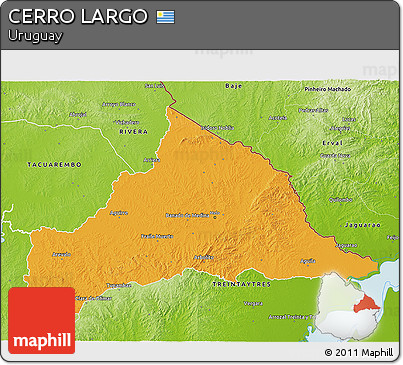Political 3D Map of CERRO LARGO, physical outside