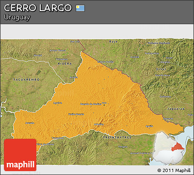 Political 3D Map of CERRO LARGO, satellite outside