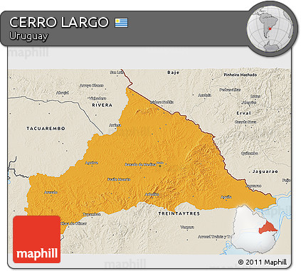 Political 3D Map of CERRO LARGO, shaded relief outside