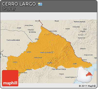 Political 3D Map of CERRO LARGO, shaded relief outside