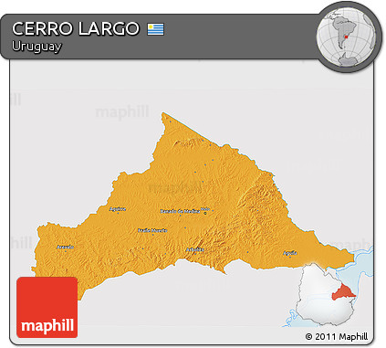 Political 3D Map of CERRO LARGO, single color outside