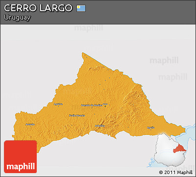 Political 3D Map of CERRO LARGO, single color outside