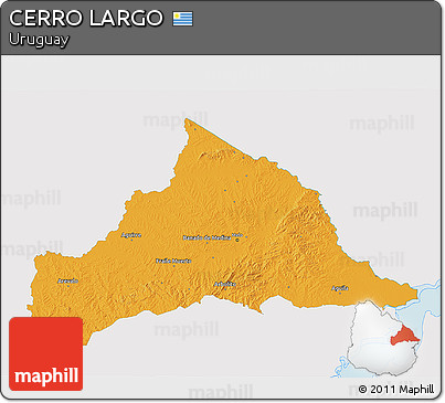 Political 3D Map of CERRO LARGO, single color outside