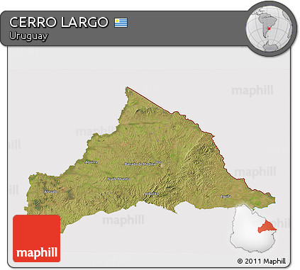 Satellite 3D Map of CERRO LARGO, cropped outside
