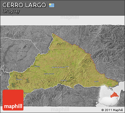 Satellite 3D Map of CERRO LARGO, desaturated