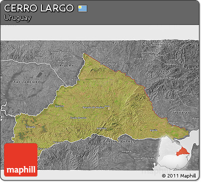 Satellite 3D Map of CERRO LARGO, desaturated