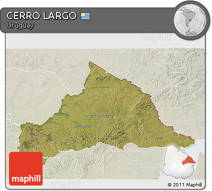 Satellite 3D Map of CERRO LARGO, lighten