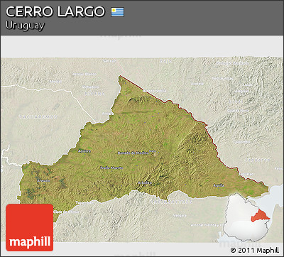 Satellite 3D Map of CERRO LARGO, lighten