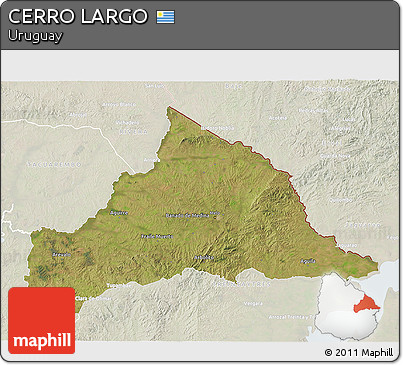 Satellite 3D Map of CERRO LARGO, lighten