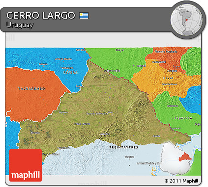 Satellite 3D Map of CERRO LARGO, political outside