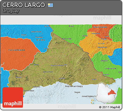 Satellite 3D Map of CERRO LARGO, political outside