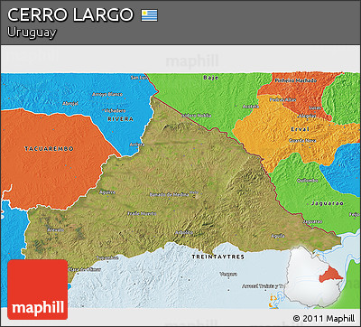 Satellite 3D Map of CERRO LARGO, political outside