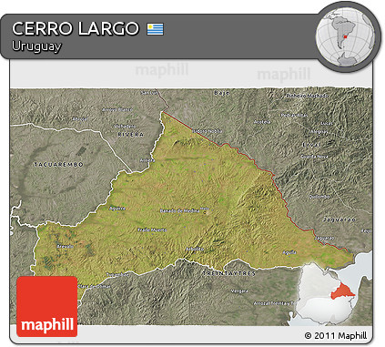 Satellite 3D Map of CERRO LARGO, semi-desaturated