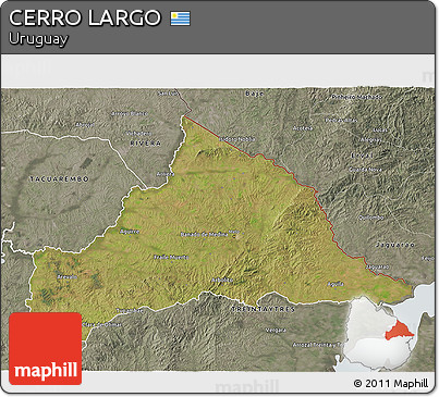 Satellite 3D Map of CERRO LARGO, semi-desaturated