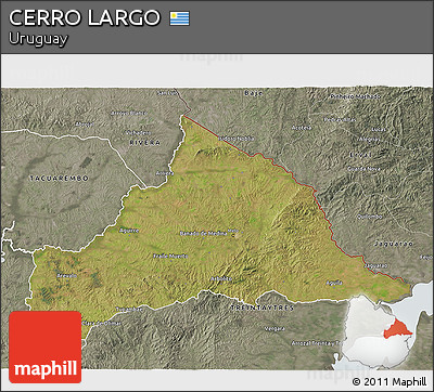 Satellite 3D Map of CERRO LARGO, semi-desaturated