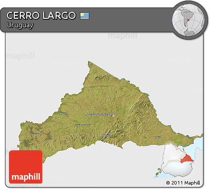 Satellite 3D Map of CERRO LARGO, single color outside
