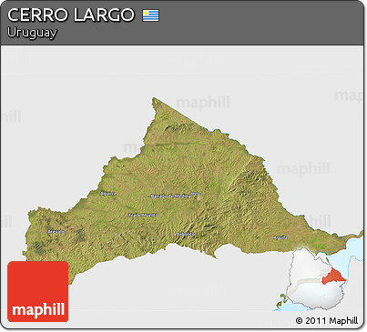 Satellite 3D Map of CERRO LARGO, single color outside