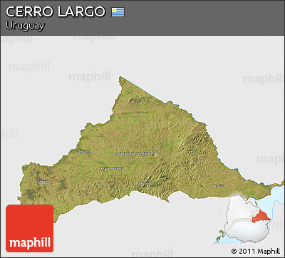 Satellite 3D Map of CERRO LARGO, single color outside