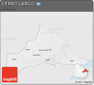 Silver Style 3D Map of CERRO LARGO, single color outside
