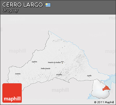 Silver Style 3D Map of CERRO LARGO, single color outside