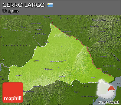 Physical Map of CERRO LARGO, darken