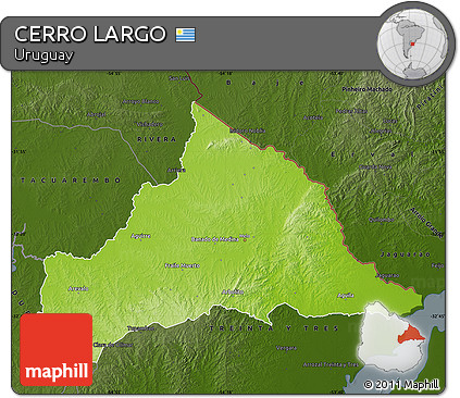 Physical Map of CERRO LARGO, darken