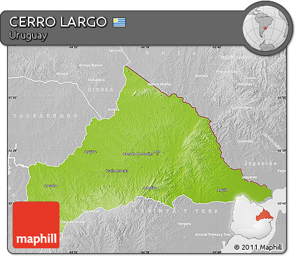 Physical Map of CERRO LARGO, lighten, desaturated