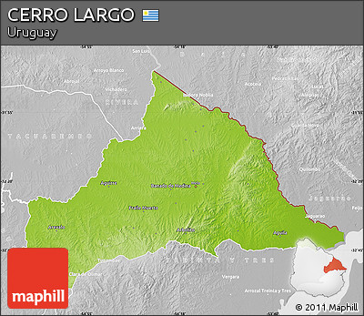 Physical Map of CERRO LARGO, lighten, desaturated