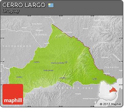 Physical Map of CERRO LARGO, lighten, desaturated
