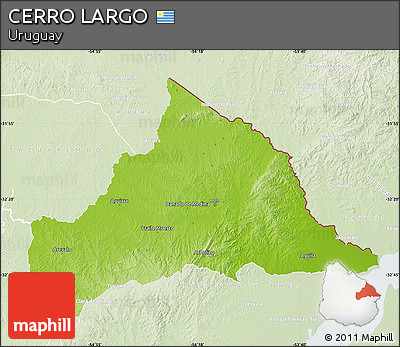 Physical Map of CERRO LARGO, lighten