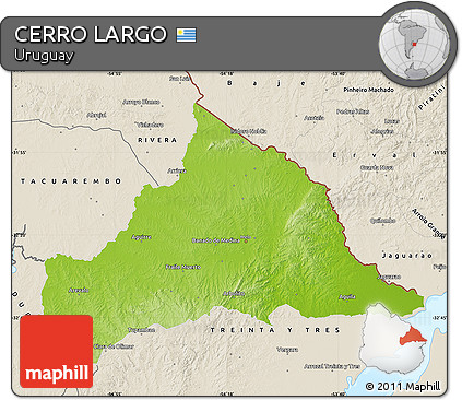 Physical Map of CERRO LARGO, shaded relief outside