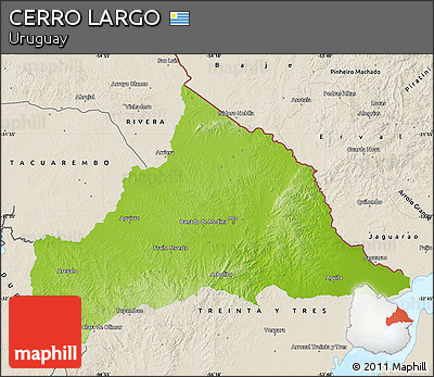 Physical Map of CERRO LARGO, shaded relief outside