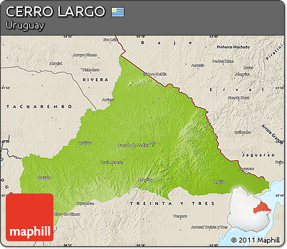 Physical Map of CERRO LARGO, shaded relief outside