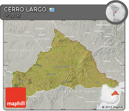 Satellite Map of CERRO LARGO, lighten, semi-desaturated