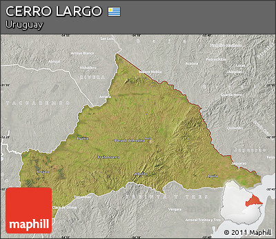 Satellite Map of CERRO LARGO, lighten, semi-desaturated