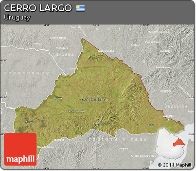 Satellite Map of CERRO LARGO, lighten, semi-desaturated