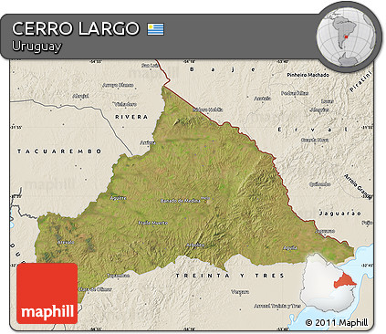 Satellite Map of CERRO LARGO, shaded relief outside