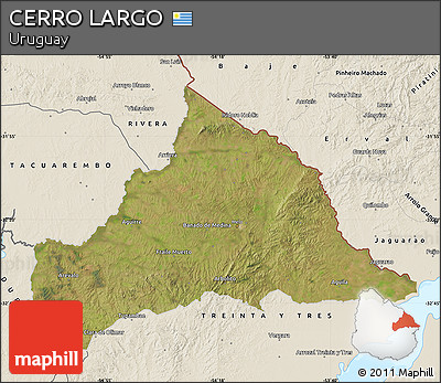 Satellite Map of CERRO LARGO, shaded relief outside