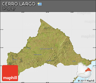 Satellite Map of CERRO LARGO, single color outside