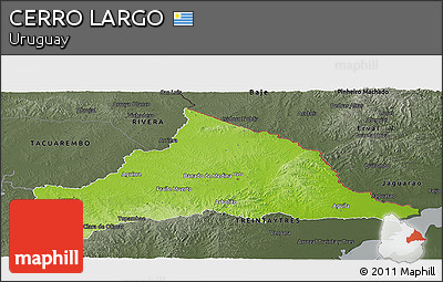 Physical Panoramic Map of CERRO LARGO, darken, semi-desaturated