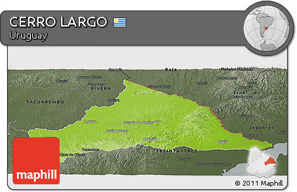 Physical Panoramic Map of CERRO LARGO, darken, semi-desaturated