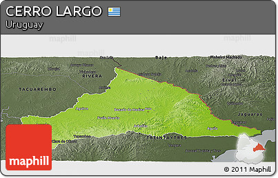 Physical Panoramic Map of CERRO LARGO, darken, semi-desaturated