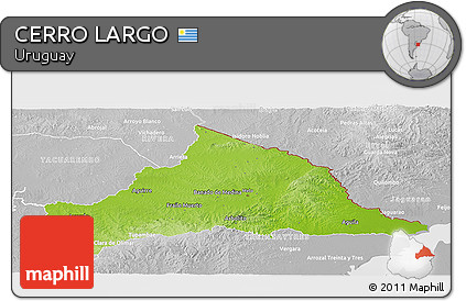 Physical Panoramic Map of CERRO LARGO, lighten, desaturated