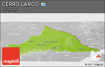 Physical Panoramic Map of CERRO LARGO, lighten, desaturated